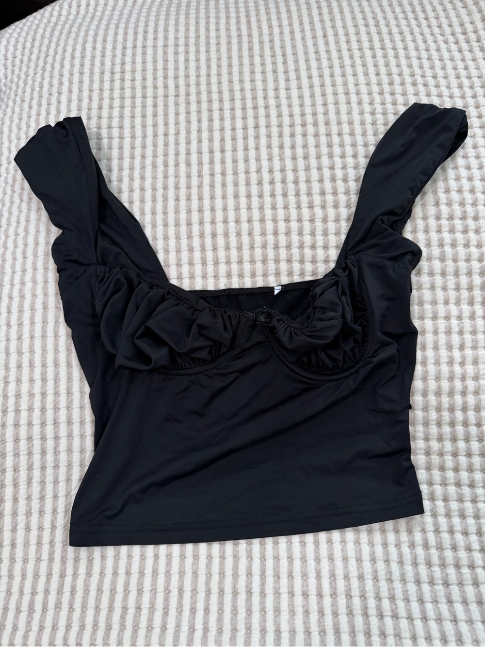 Princess Polly Black Ruched Bust Crop Top